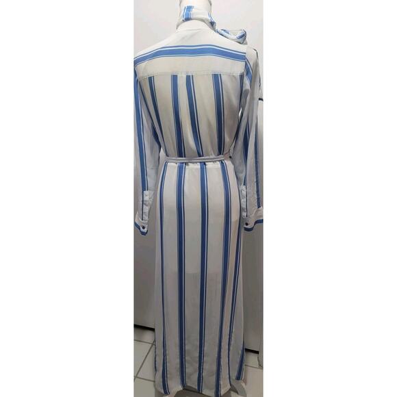 EXPRESS WOMEN’S SHEER MAXI DRESS SIZE XS BLUE AND WHITE STRIPE - Picture 4 of 7